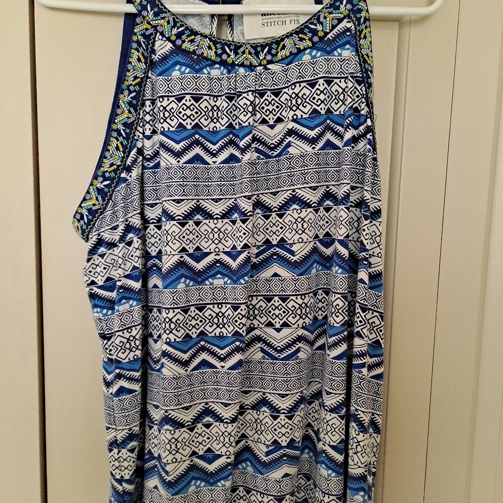 Alice Blue (Stitch Fix) Harvester Embroidery Halter Knit Top, XL